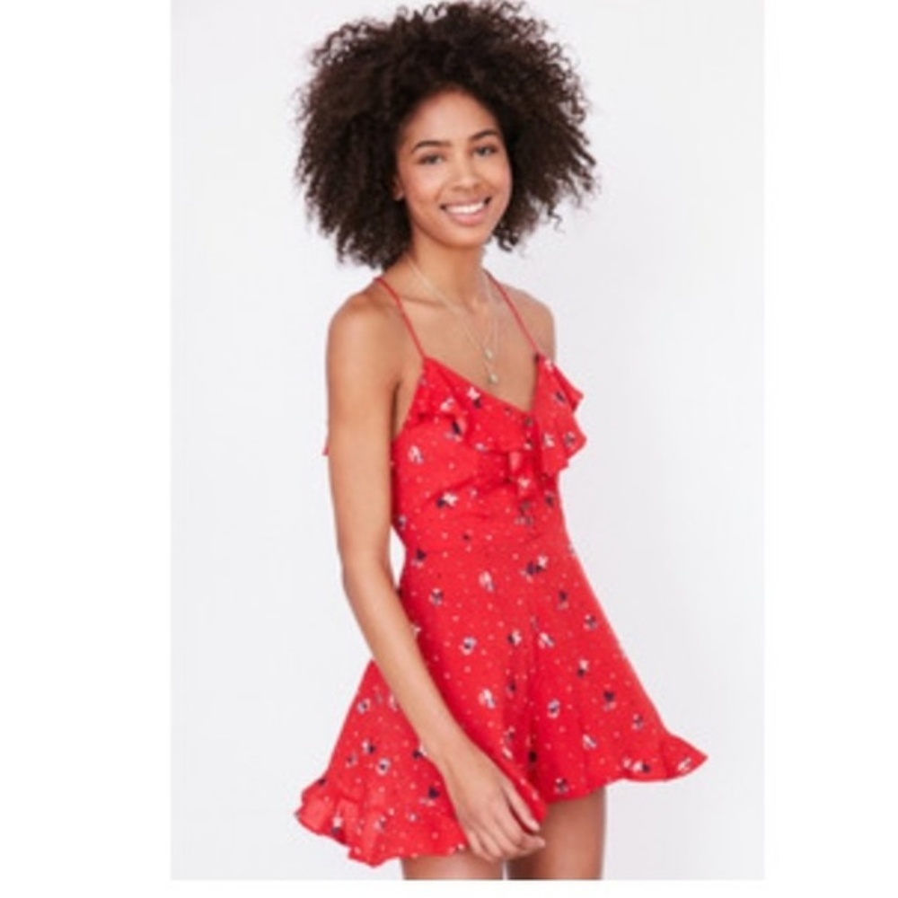 Kimchi Blue l UO Red Ruffle Hem Romper